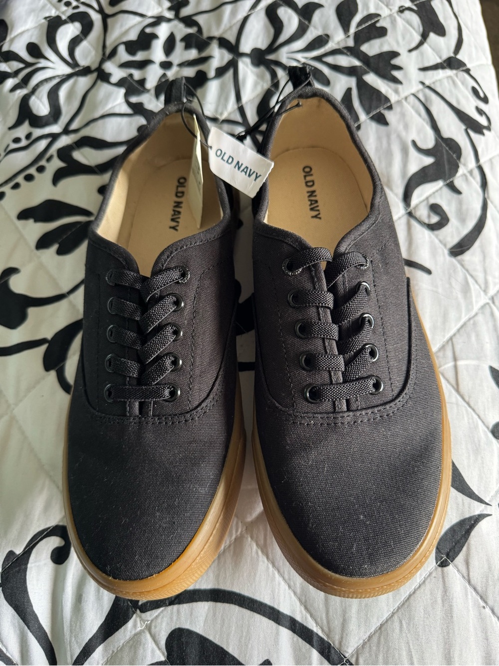 Old Navy Black Canvas Sneakers with Gum-Style Sole